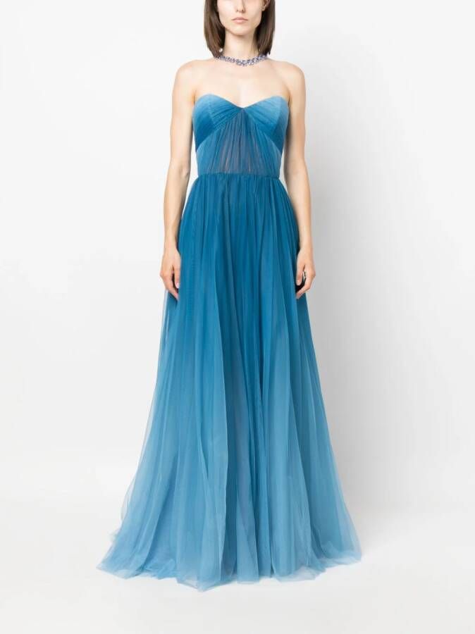Ana Radu gradient-effect organza maxi dress Blauw