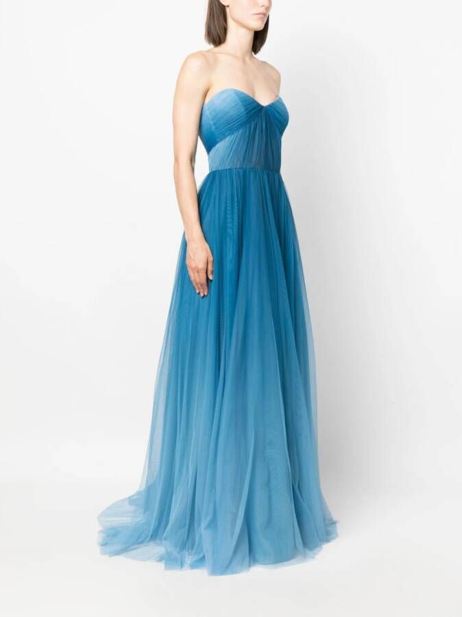 Ana Radu gradient-effect organza maxi dress Blauw