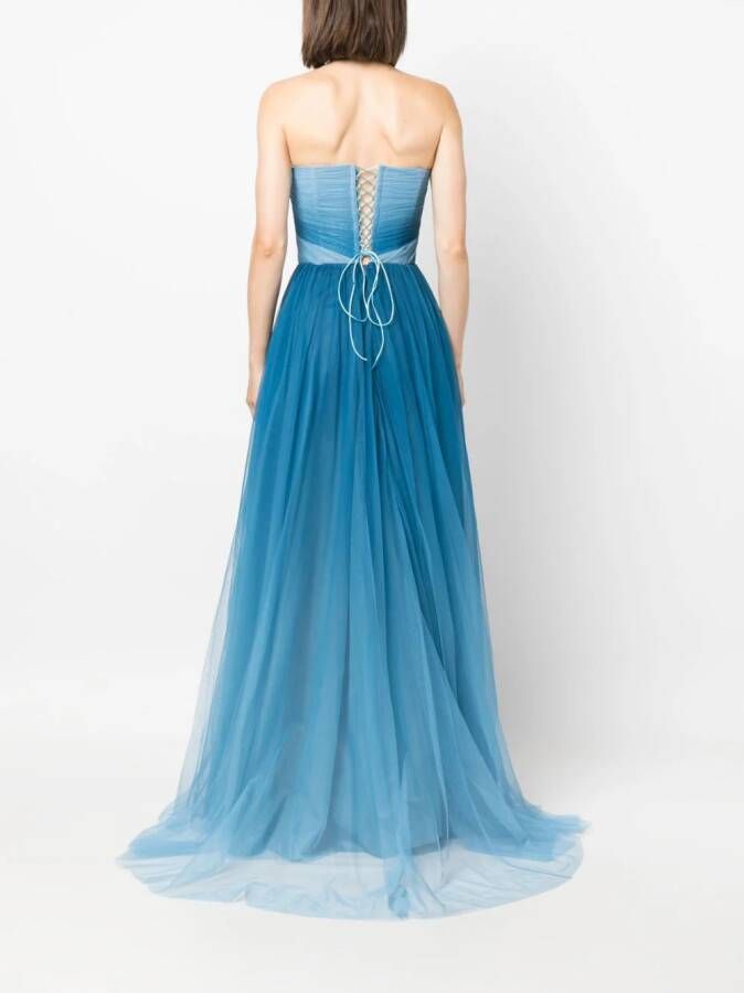 Ana Radu gradient-effect organza maxi dress Blauw
