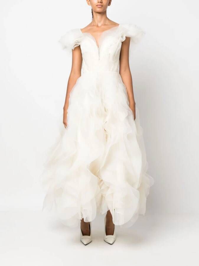 Ana Radu Maxi-jurk met ruches Wit