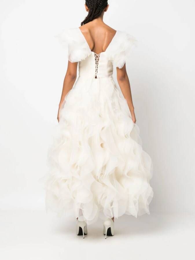 Ana Radu Maxi-jurk met ruches Wit
