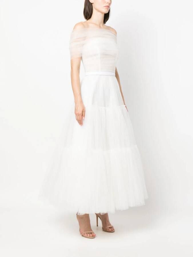 Ana Radu off-shoulder fluted maxi dress Wit