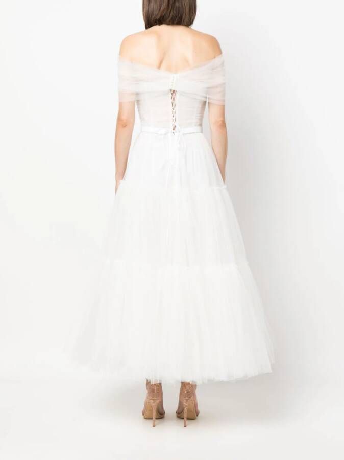 Ana Radu off-shoulder fluted maxi dress Wit