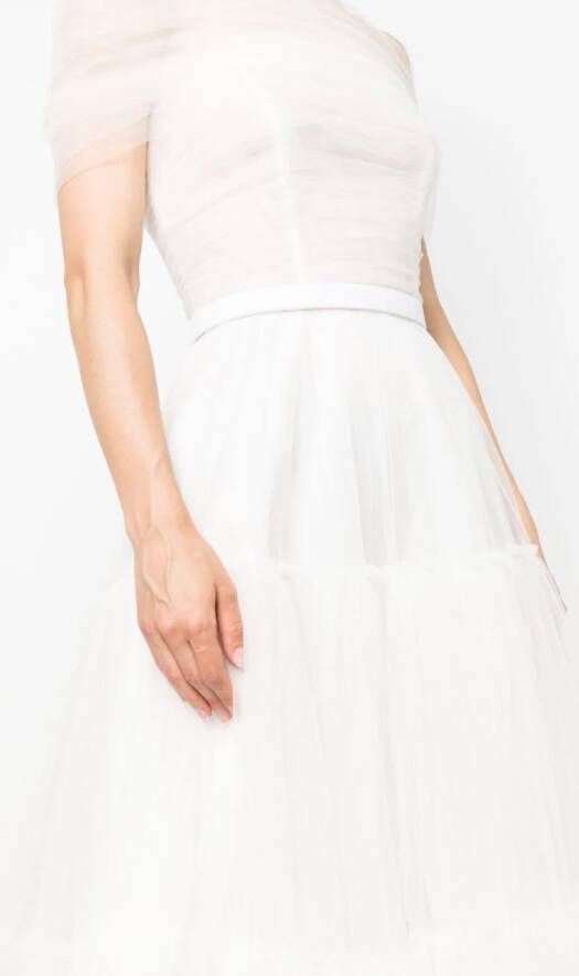 Ana Radu off-shoulder fluted maxi dress Wit