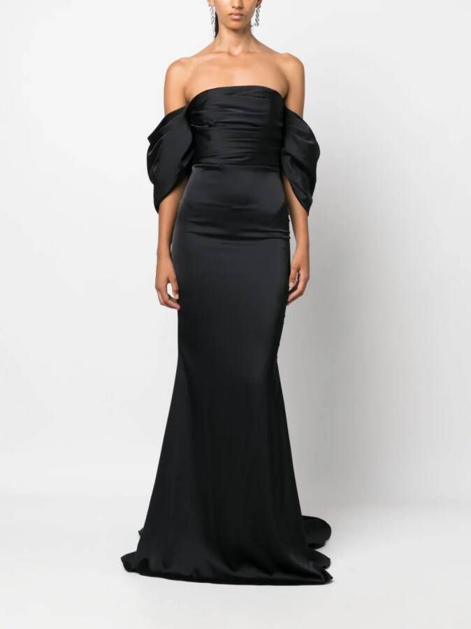 Ana Radu Off-shoulder maxi-jurk Zwart