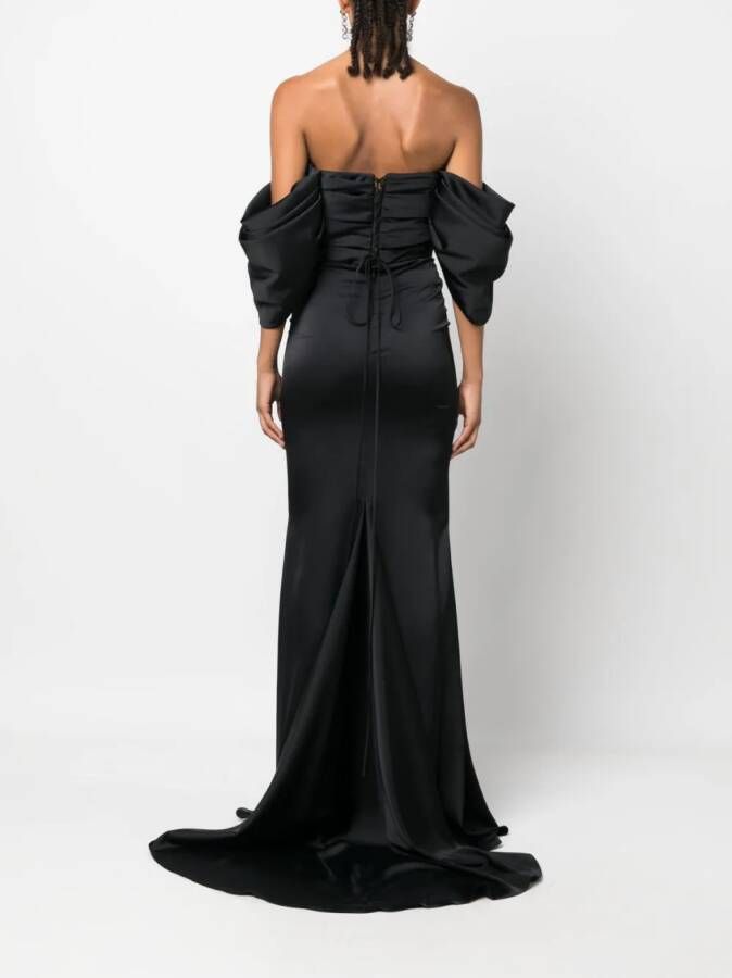 Ana Radu Off-shoulder maxi-jurk Zwart