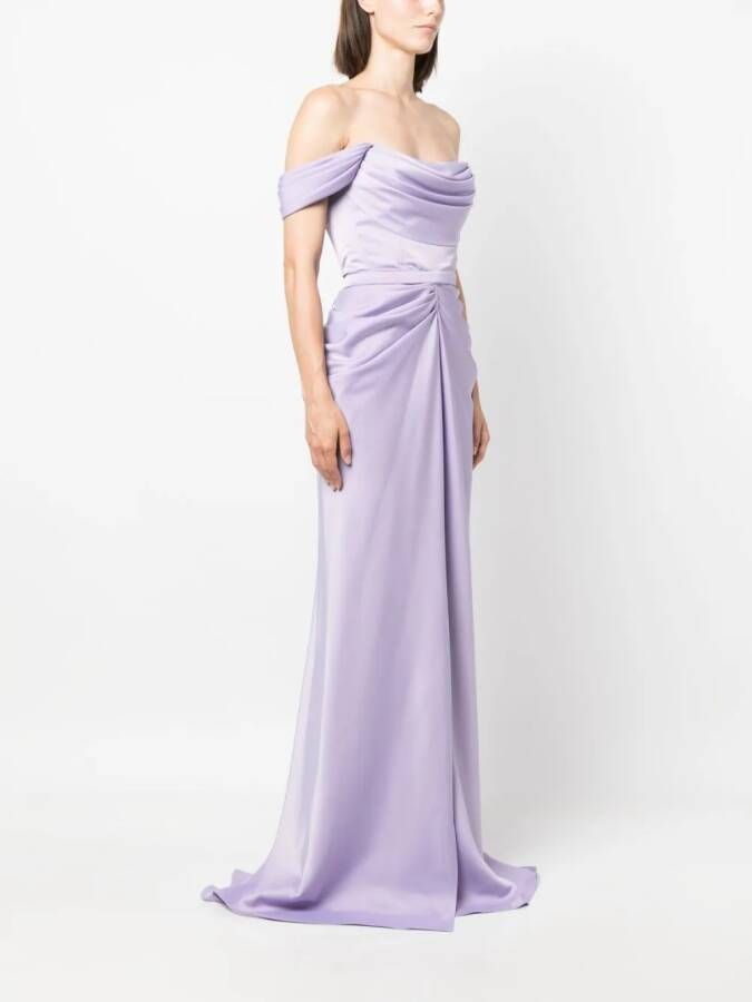 Ana Radu off-shoulder satin maxi dress Paars