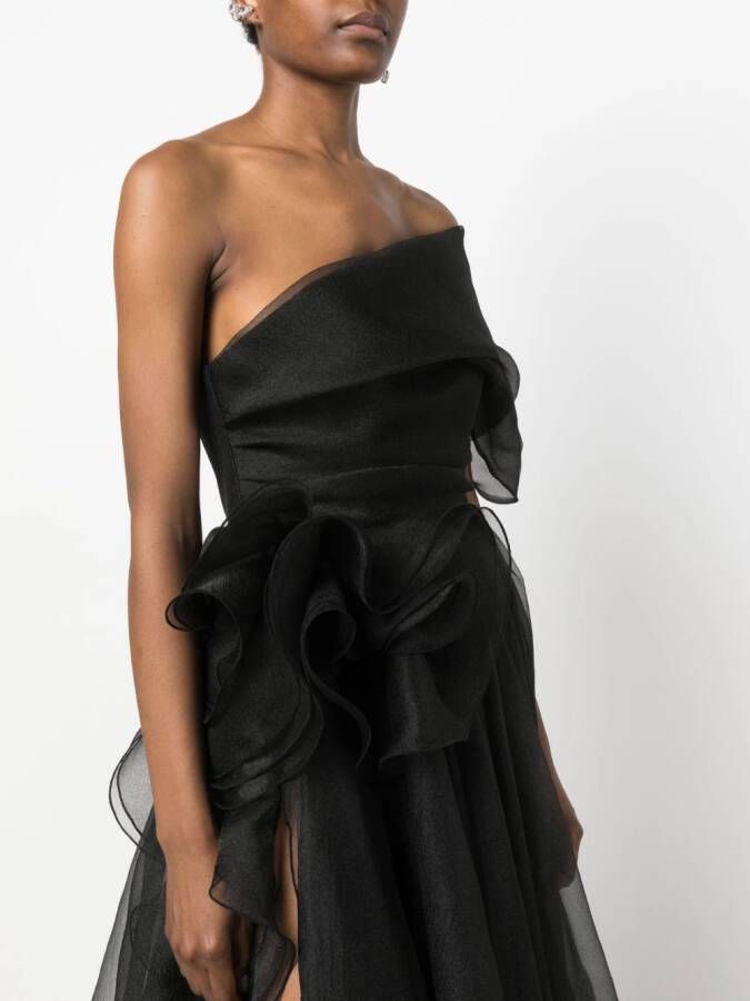 Ana Radu one-shoulder draped maxi dress Zwart