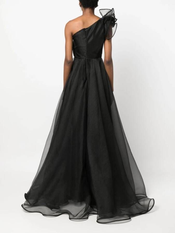 Ana Radu one-shoulder organza maxi dress Zwart