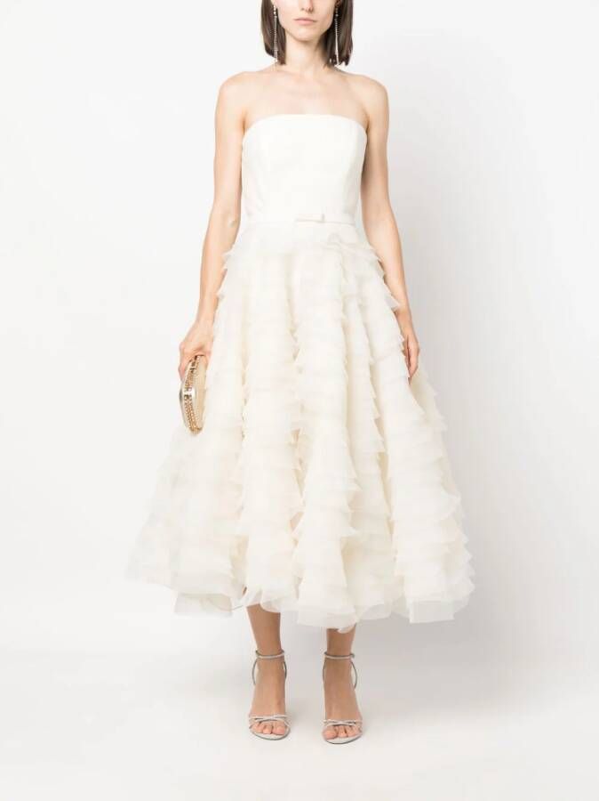 Ana Radu ruffled corset-style midi dress Wit