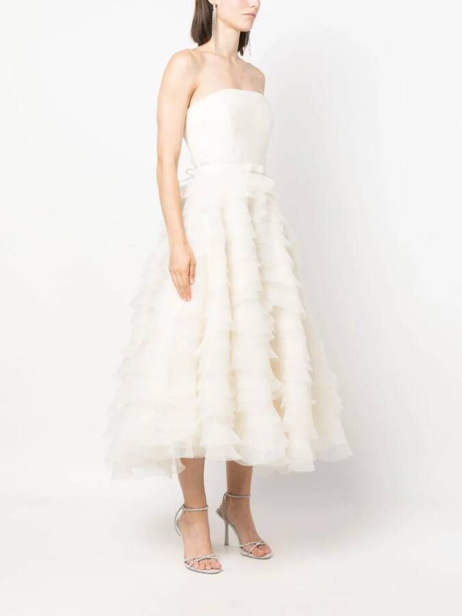 Ana Radu ruffled corset-style midi dress Wit
