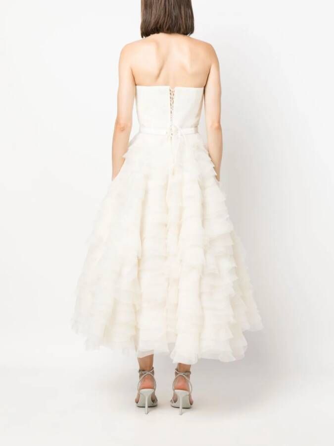 Ana Radu ruffled corset-style midi dress Wit