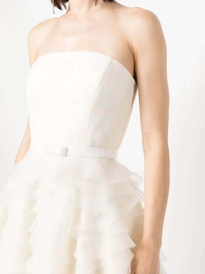 Ana Radu ruffled corset-style midi dress Wit