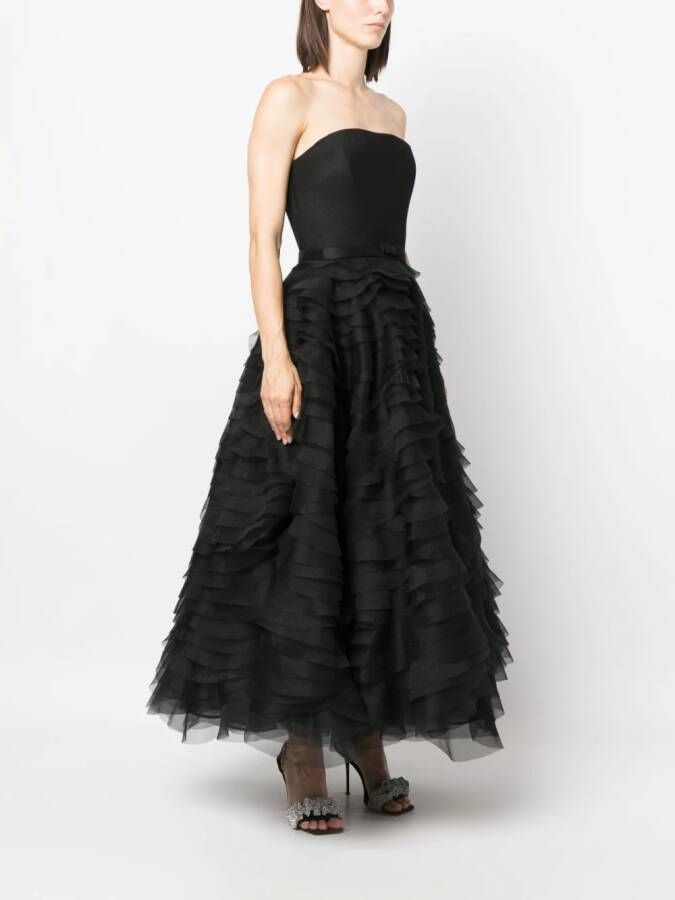 Ana Radu ruffled corset-style midi dress Zwart