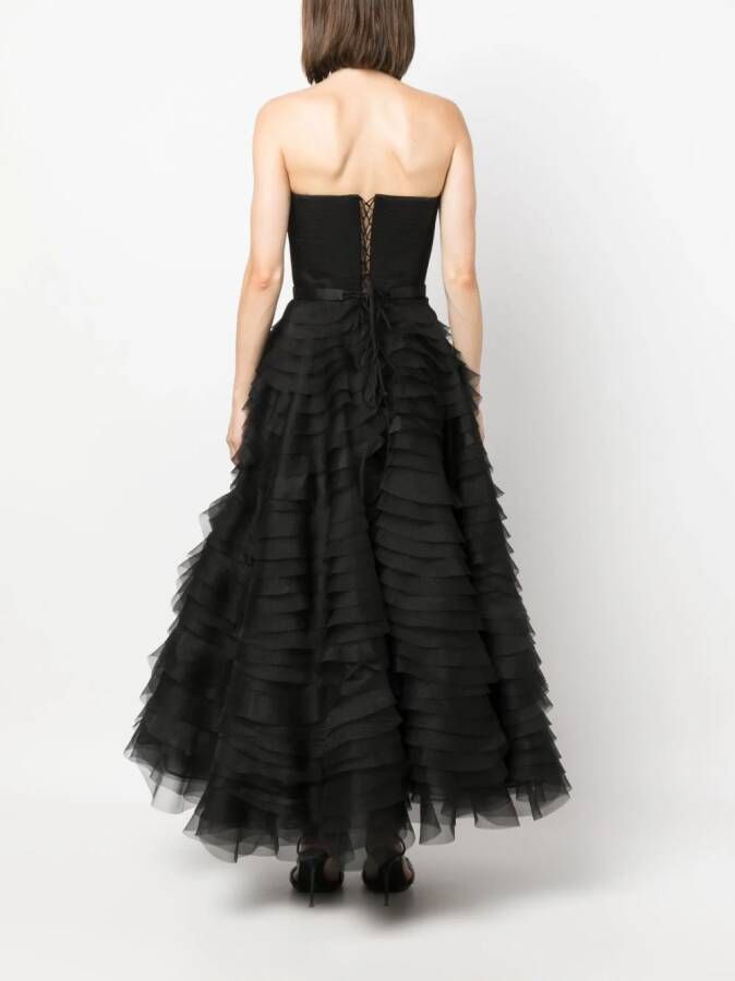 Ana Radu ruffled corset-style midi dress Zwart