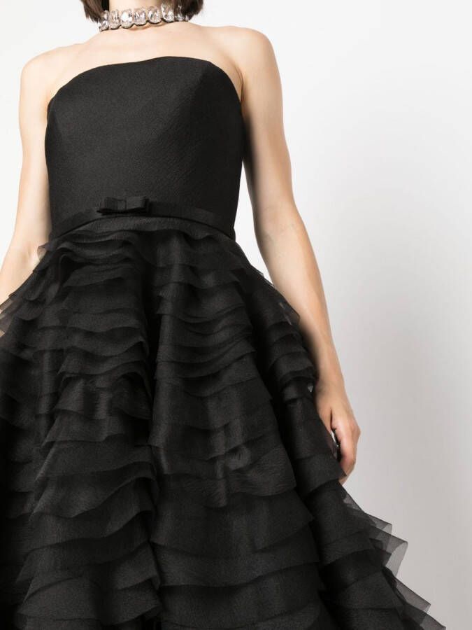 Ana Radu ruffled corset-style midi dress Zwart