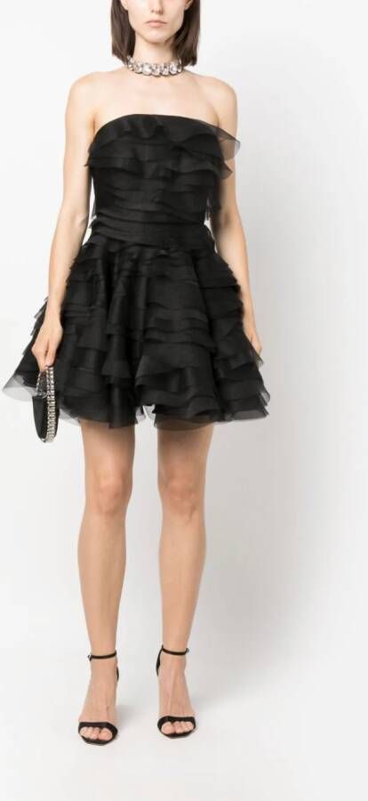 Ana Radu ruffled organza minidress Zwart