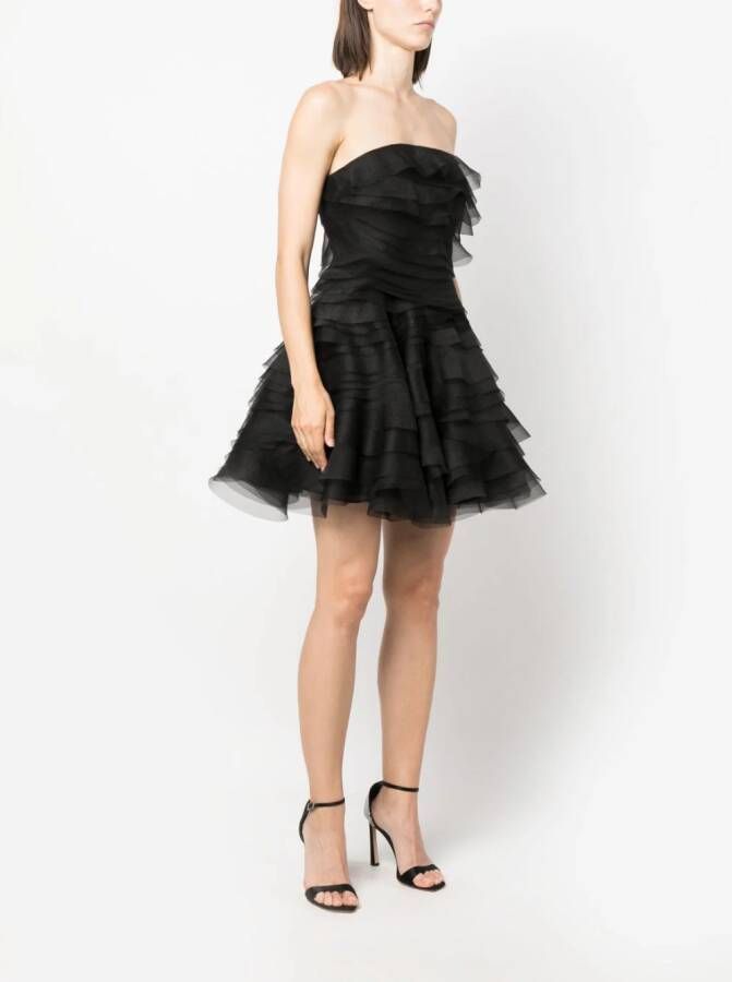 Ana Radu ruffled organza minidress Zwart