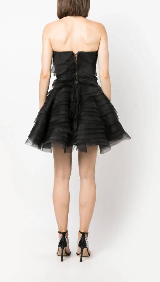 Ana Radu ruffled organza minidress Zwart