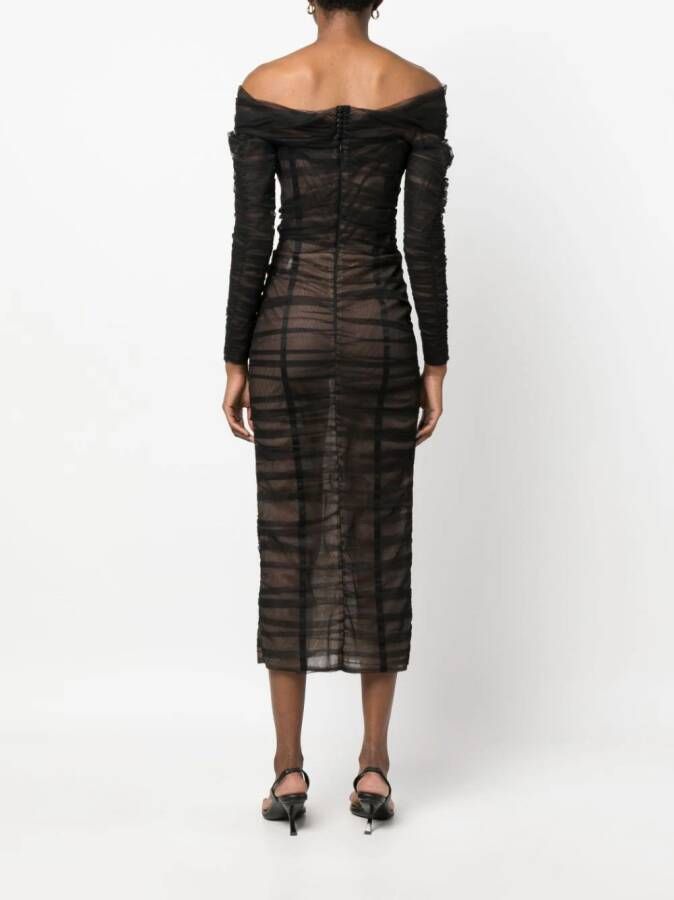 Ana Radu strapless ruched midi dress Zwart