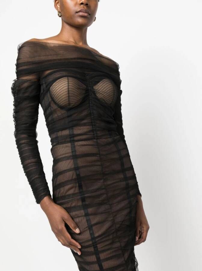 Ana Radu strapless ruched midi dress Zwart