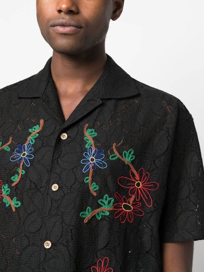 Andersson Bell Overhemd met geborduurde bloemen Zwart