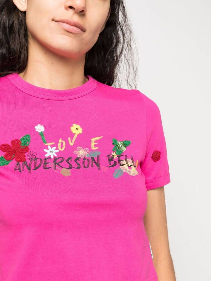 Andersson Bell T-shirt met geborduurd logo Roze