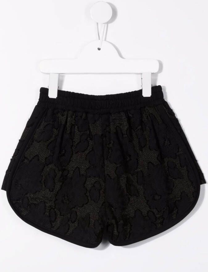 Andorine Shorts met bloemenkant Zwart