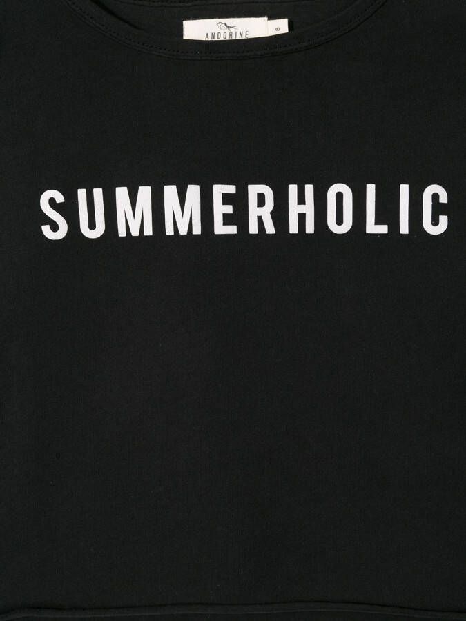 Andorine T-shirt met Summerholic print Zwart