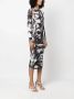 ANDREĀDAMO Midi-jurk met abstracte print Zwart - Thumbnail 3