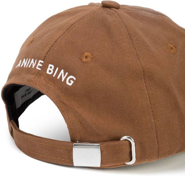 ANINE BING Honkbalpet met borduurwerk Bruin