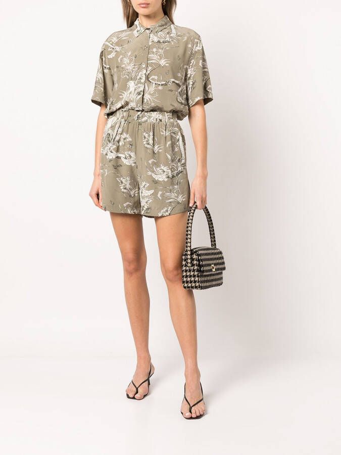 ANINE BING Nico schoudertas met pied-de-poule print Zwart