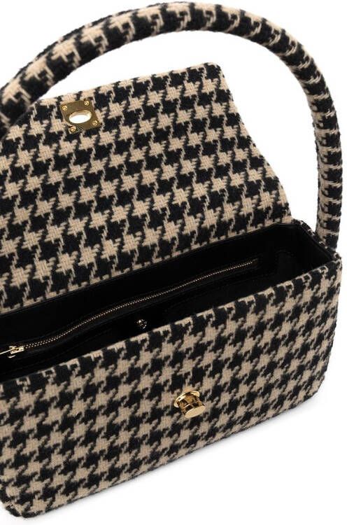 ANINE BING Nico schoudertas met pied-de-poule print Zwart