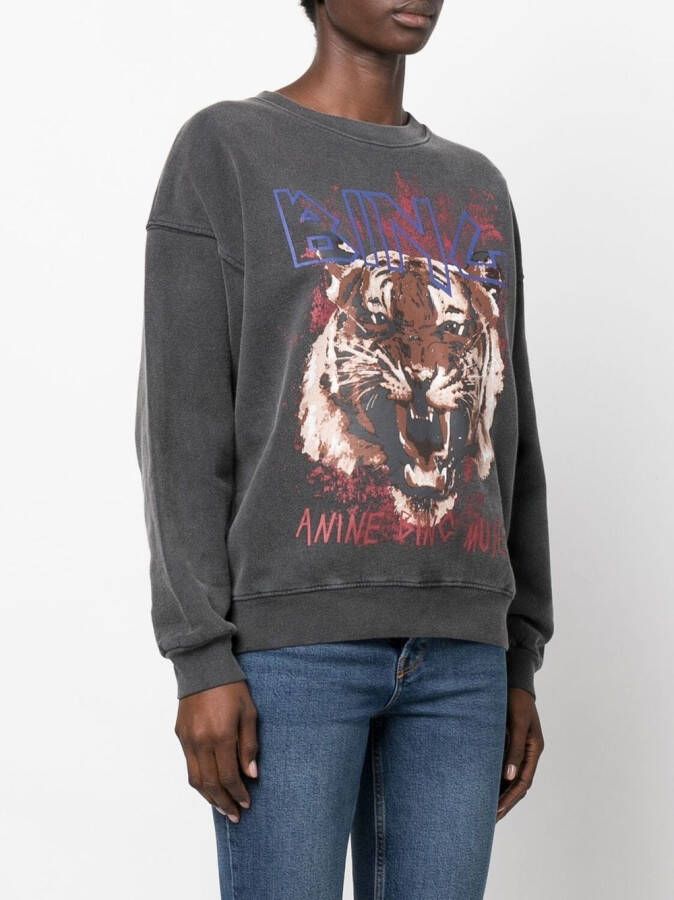 ANINE BING Sweater met tijgerprint Zwart