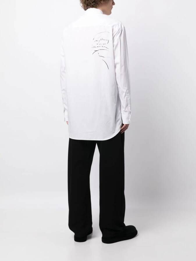 Ann Demeulemeester Overhemd met tekst Wit