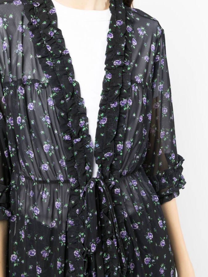 Anna Sui Vest met bloemenprint Zwart