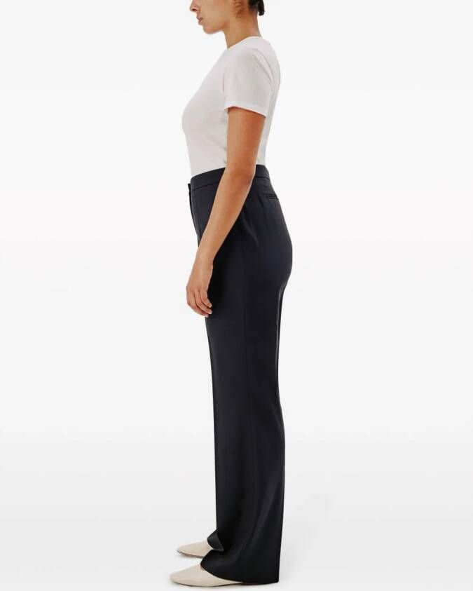 Another Tomorrow Flared broek van merinowol Zwart
