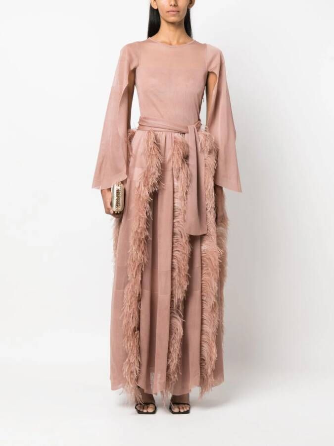 Antonino Valenti Maxi-jurk met veren Roze