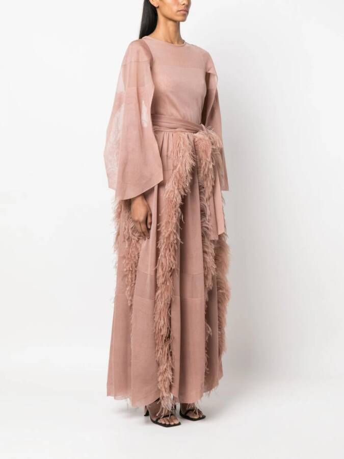 Antonino Valenti Maxi-jurk met veren Roze