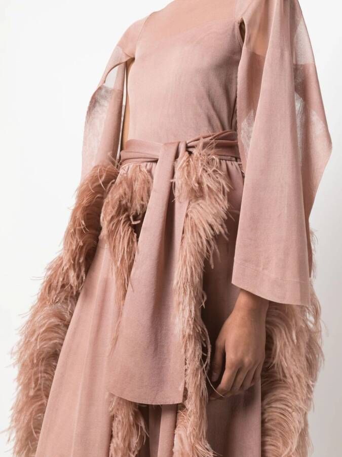 Antonino Valenti Maxi-jurk met veren Roze