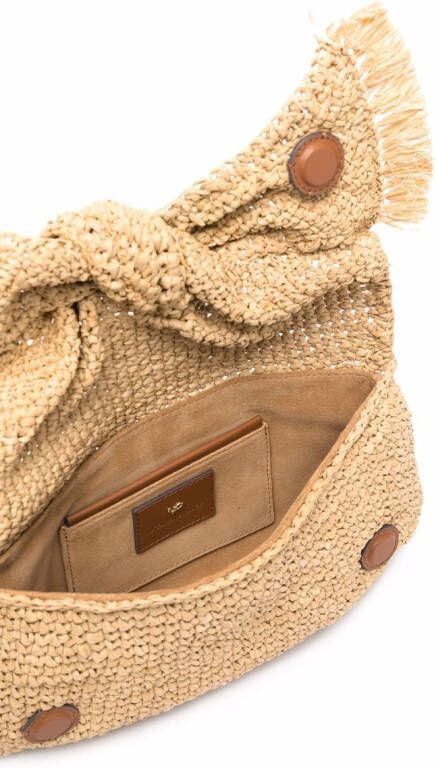Anya Hindmarch Raffia clutch met strikdetail Beige