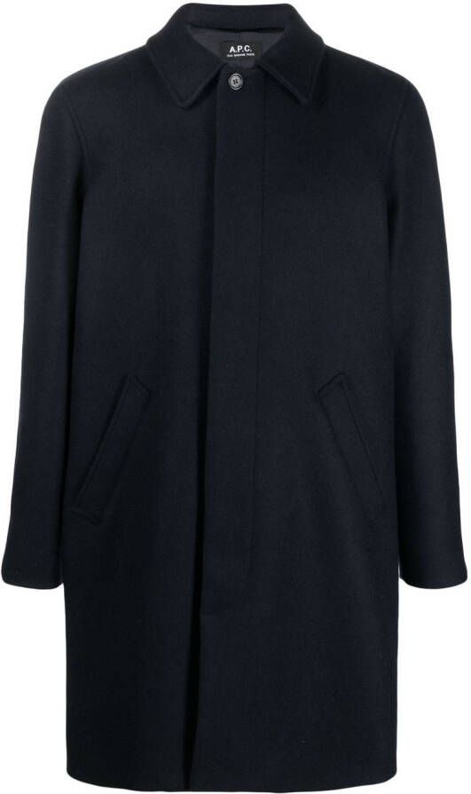 A.P.C. boxy jas met enkele rij knopen Blauw