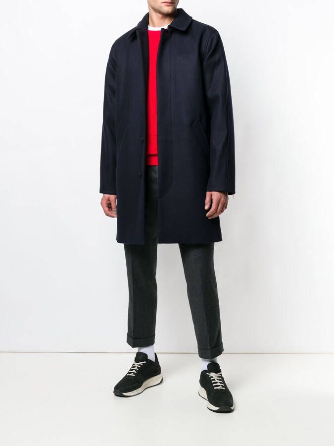 A.P.C. boxy jas met enkele rij knopen Blauw