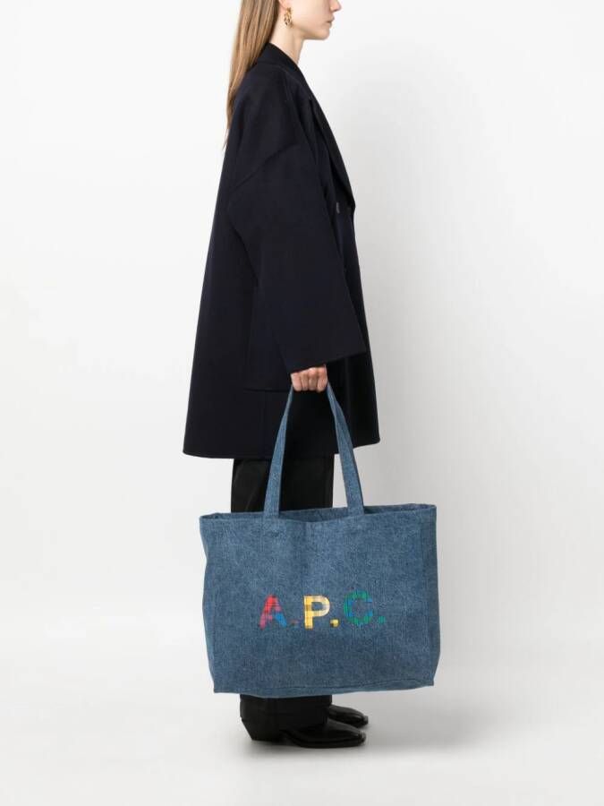 A.P.C. Diane shopper met logoprint Blauw