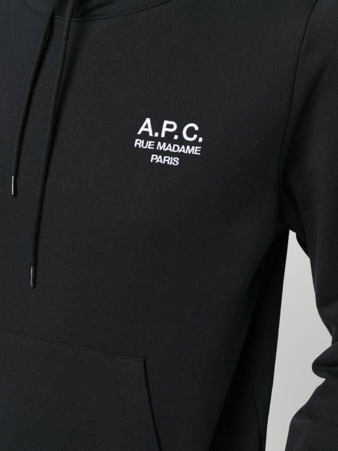 A.P.C. Hoodie met geborduurd logo Zwart