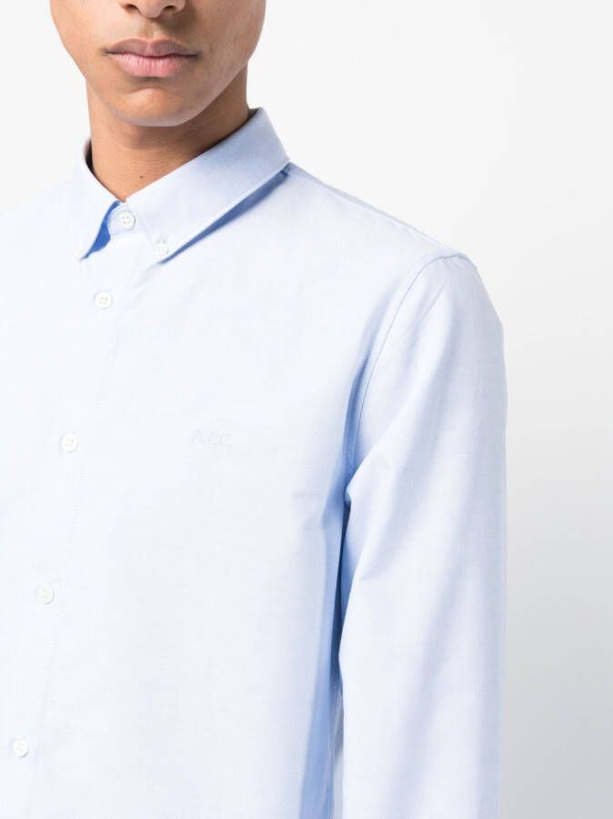A.P.C. Overhemd met geborduurd logo Blauw