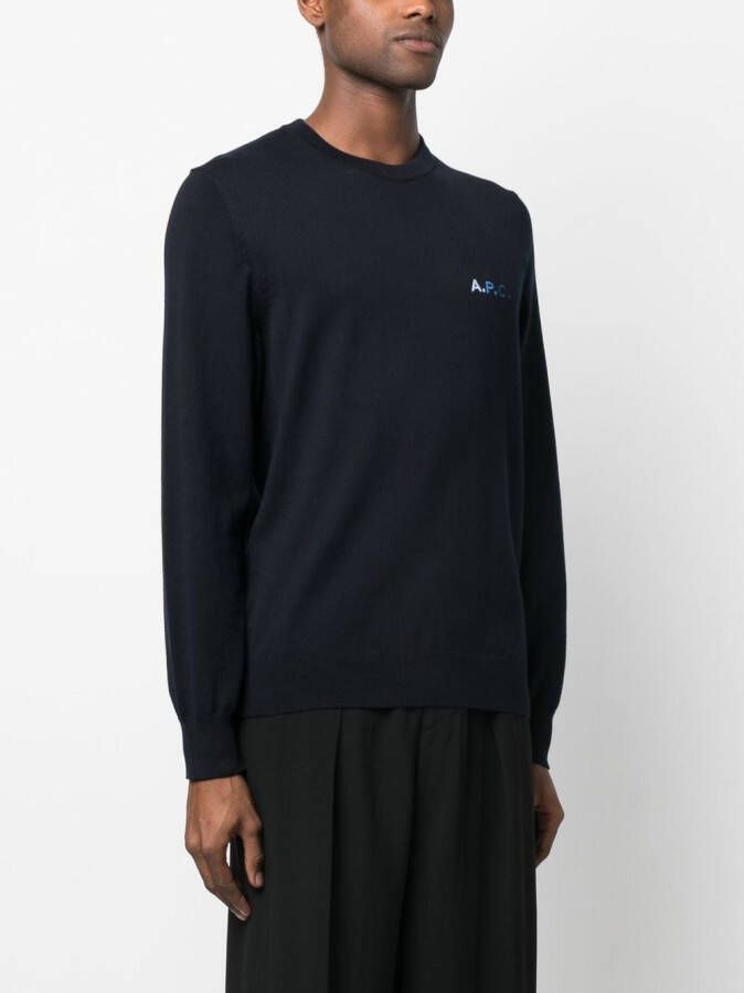 A.P.C. Trui met geborduurd logo Blauw