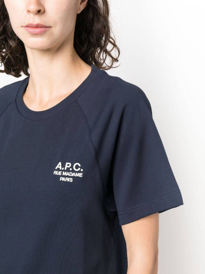 A.P.C. T-shirt met geborduurd logo Blauw