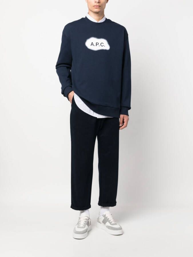 A.P.C. Sweater met logoprint Blauw