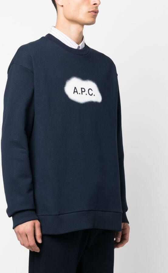 A.P.C. Sweater met logoprint Blauw